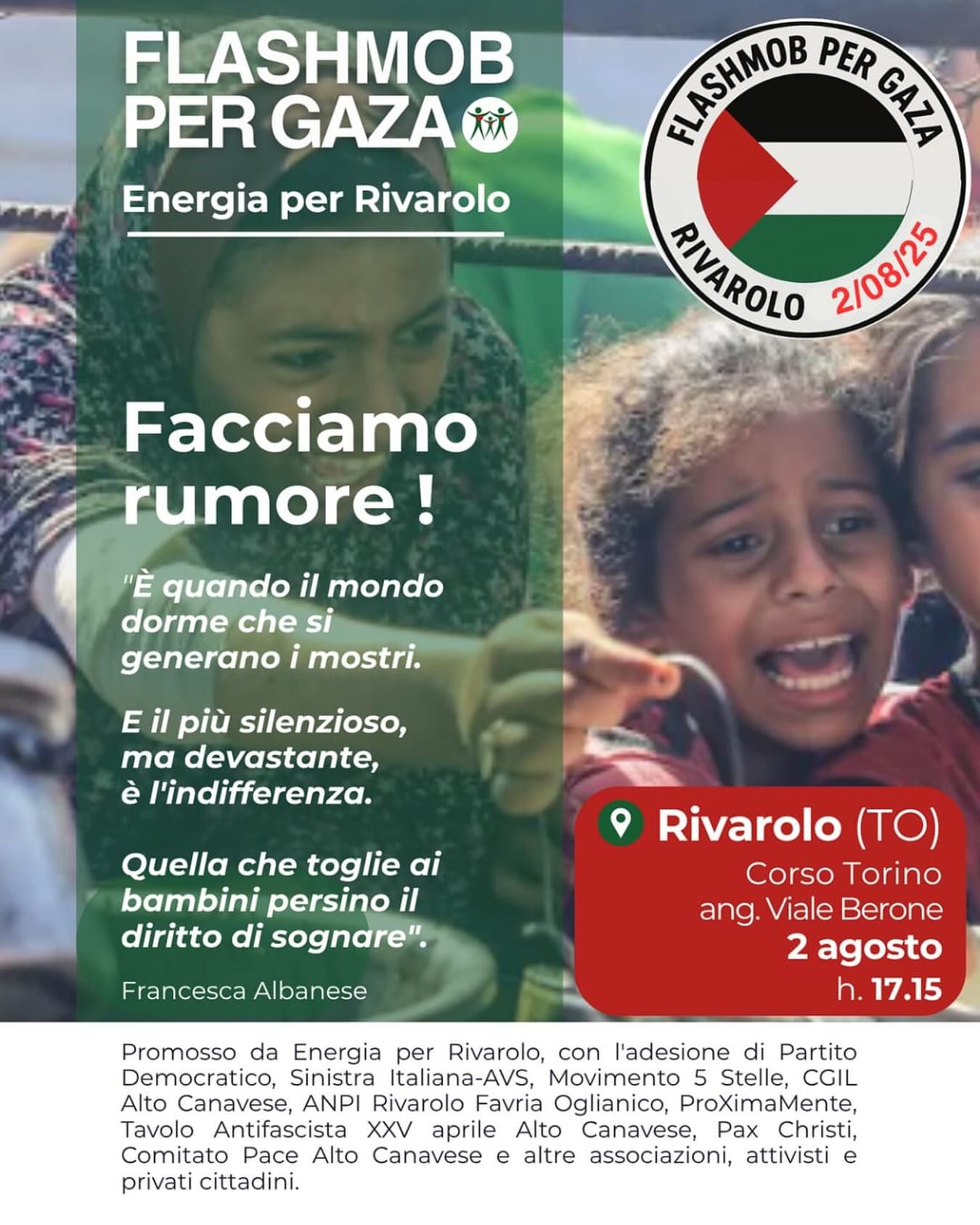 RIVAROLO CANAVESE - «Facciamo rumore per Gaza»