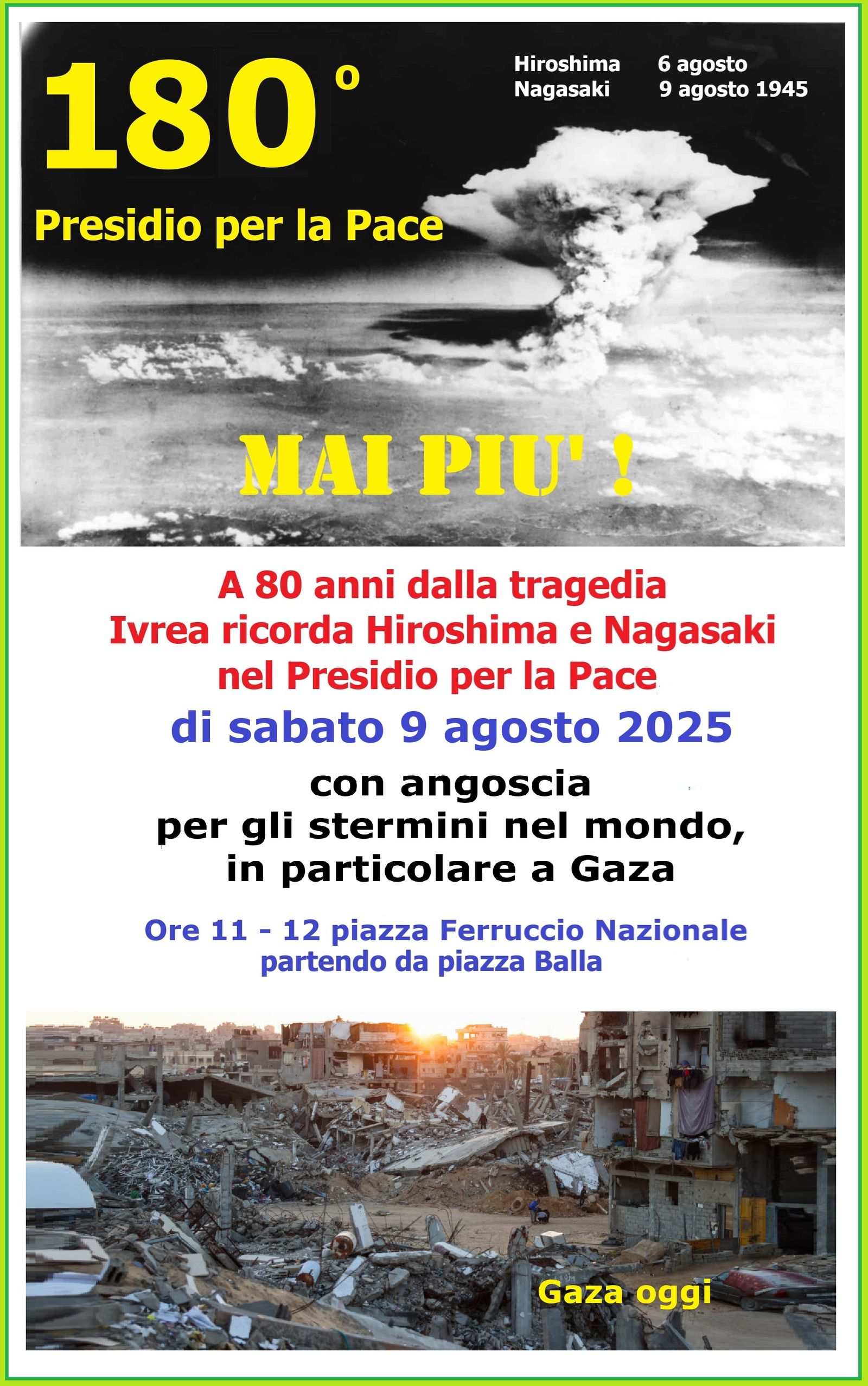 IVREA - 180° Presidio per la Pace di Ivrea a 80 anni dalla tragedia di Hiroshima e Nagasaki