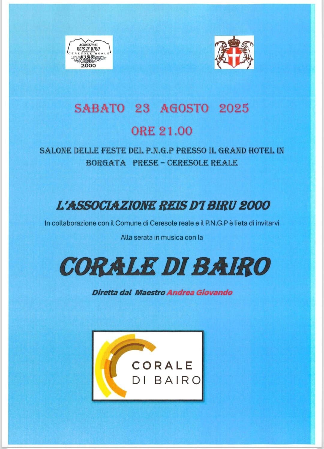 CERESOLE REALE - Concerto della corale di Bairo
