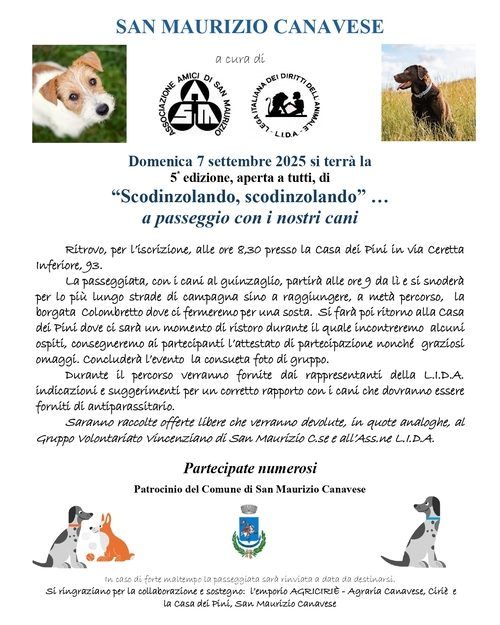 SAN MAURIZIO CANAVESE - Scodinzolando, scodinzolando… a passeggio con i nostri cani