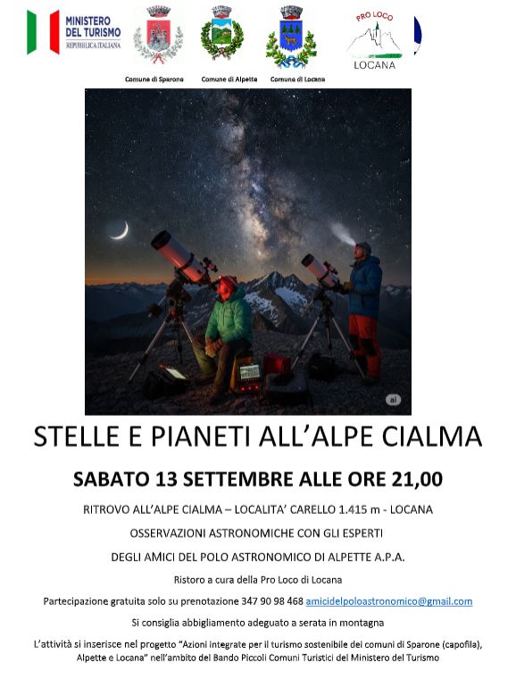 LOCANA - Stelle e pianeti all'Alpe Cialma