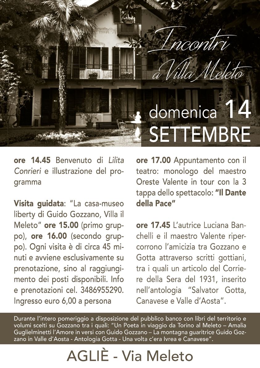 AGLIE' - Nel giardino di Villa Meleto si incontrano Gozzano e Gotta