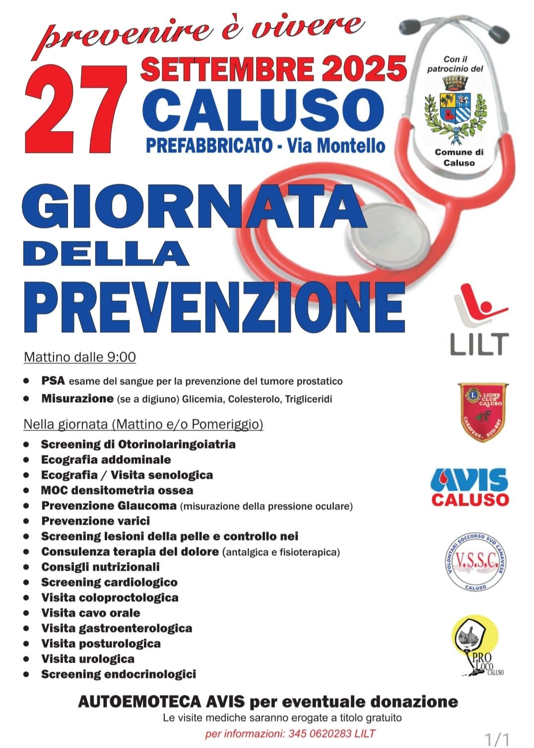 CALUSO - Giornata della prevenzione