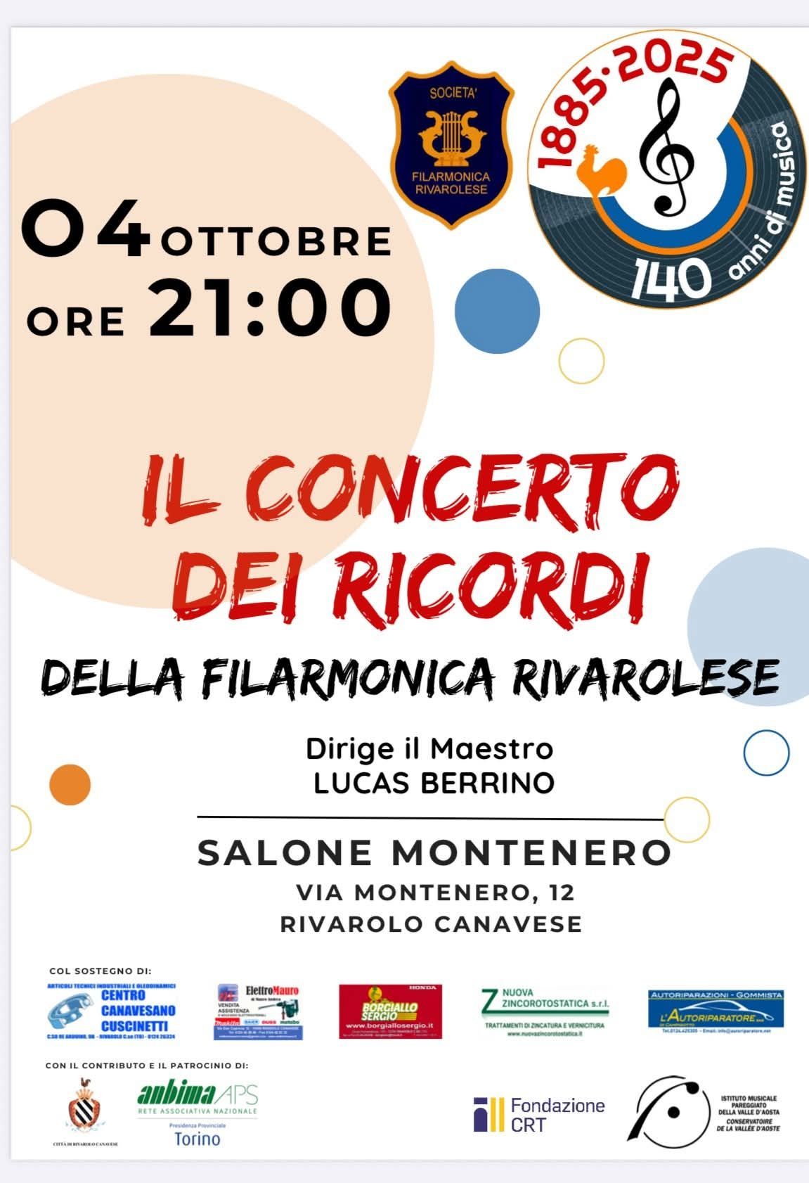 RIVAROLO CANAVESE - Il concerto dei ricordi della Filarmonica Rivarolese
