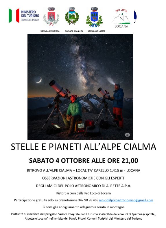 LOCANA - Osservazione astronomica Alpe Cialma