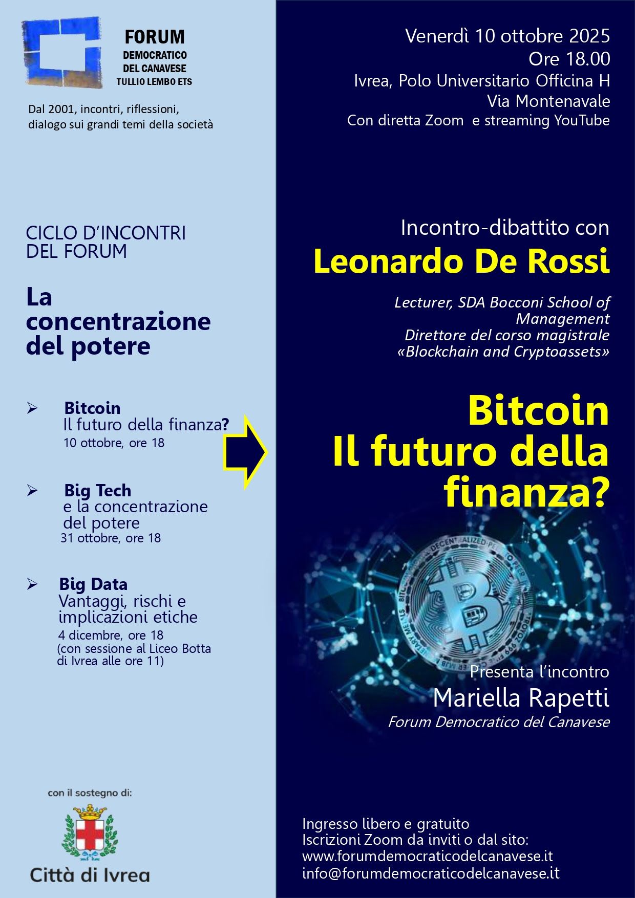 IVREA - Bitcoin, il futuro della finanza?