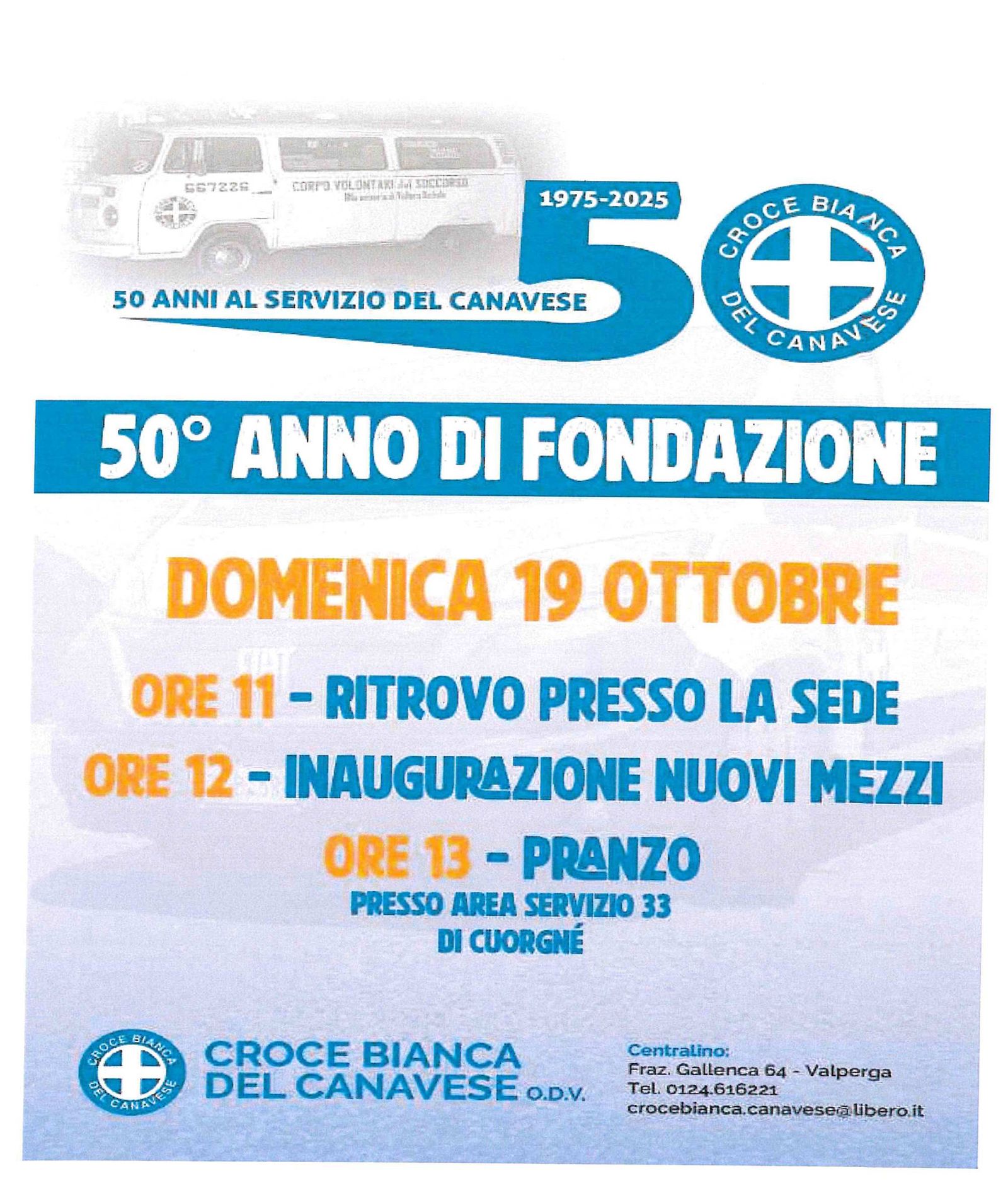 VALPERGA - 50 anni di fondazione della Croce Bianca del Canavese