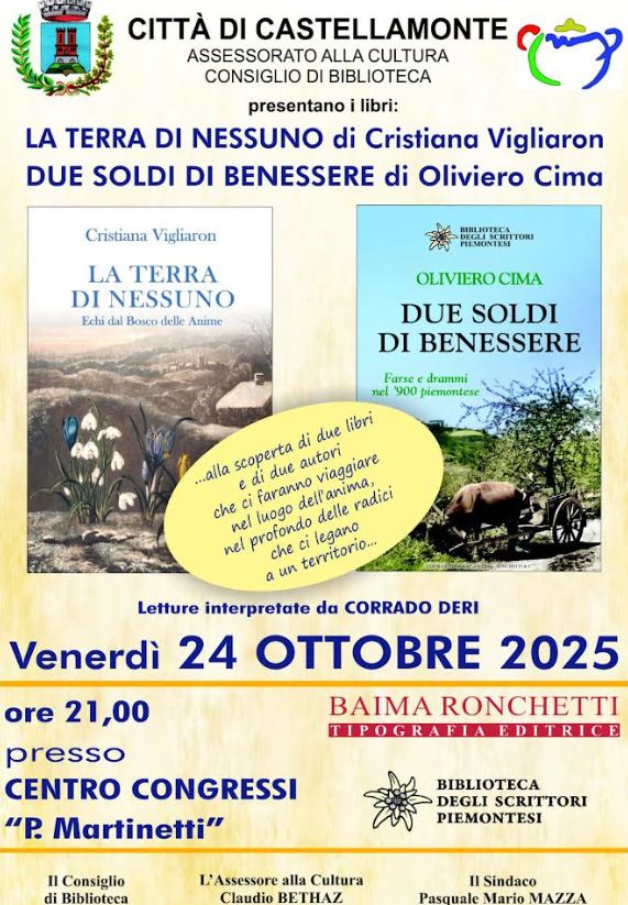 CASTELLAMONTE - Presentazione libri La Terra di Nessuno e Due soldi di benessere