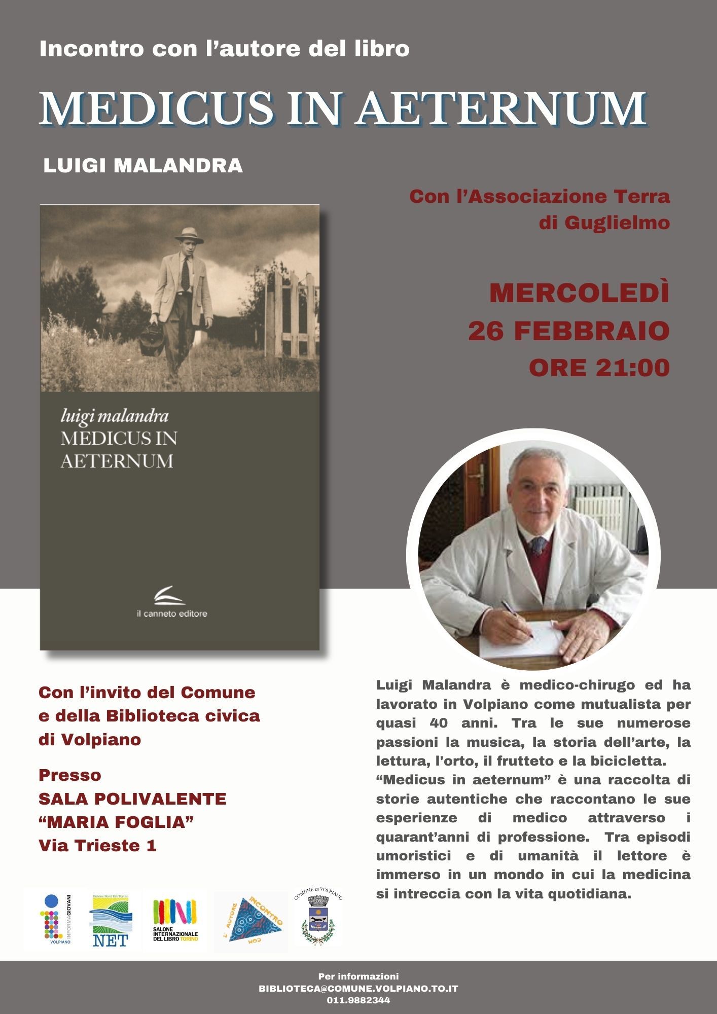 VOLPIANO - Presentazione libro di Luigi Malandra medico di famiglia