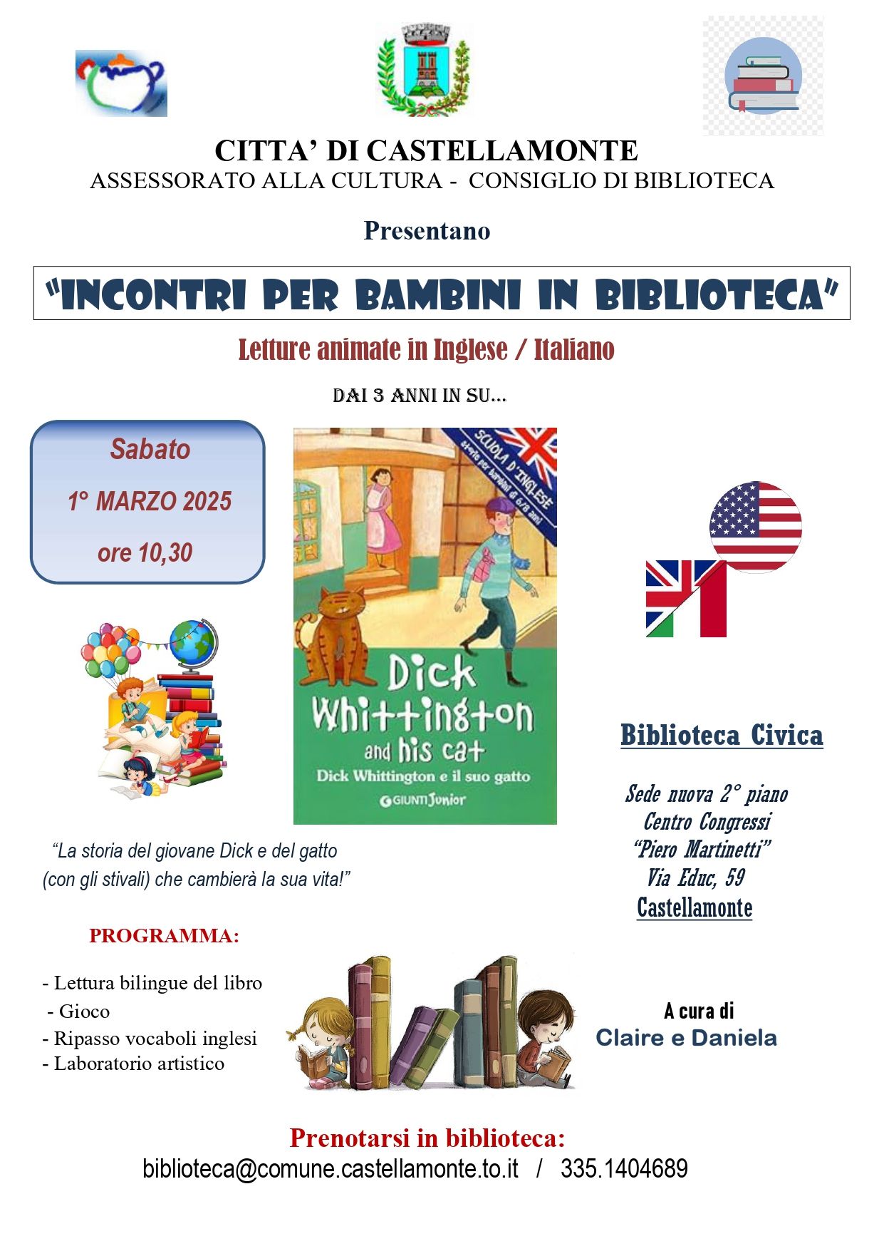 CASTELLAMONTE - Incontri per bambini in Biblioteca