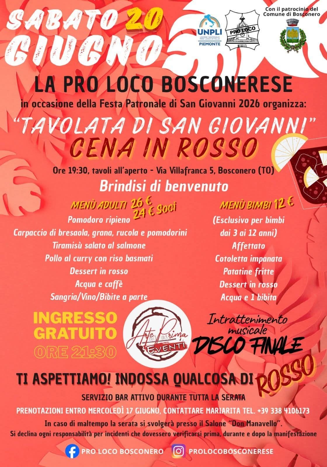 Tavolata di San Giovanni - Cena in Rosso