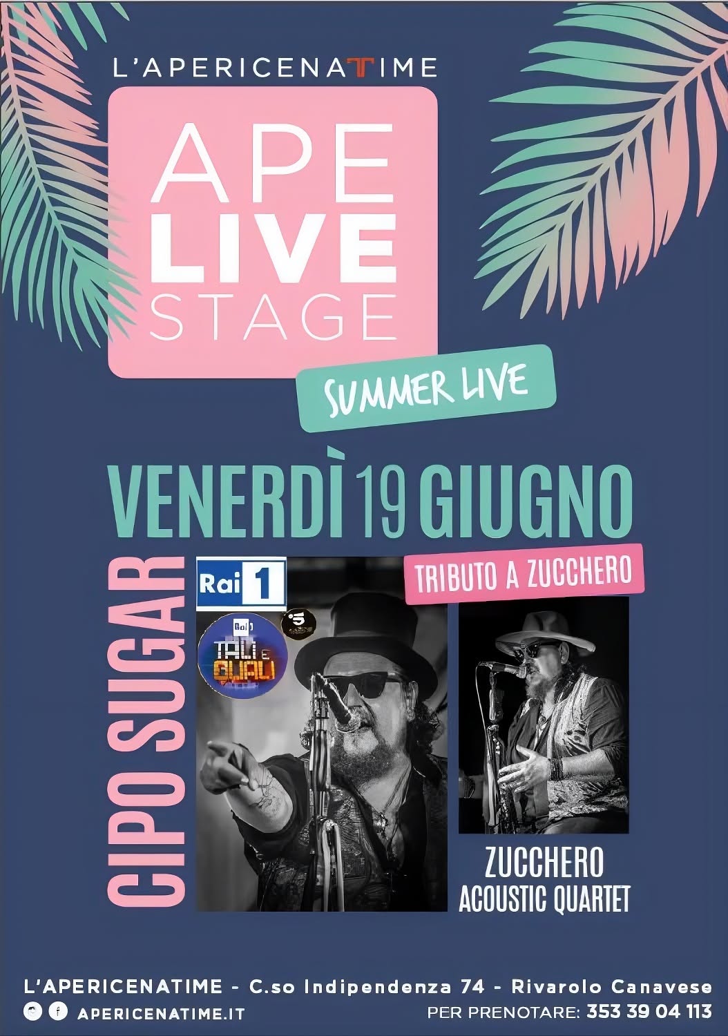 Ape Live Stage: Tributo a Zucchero con Cipo Sugar Band