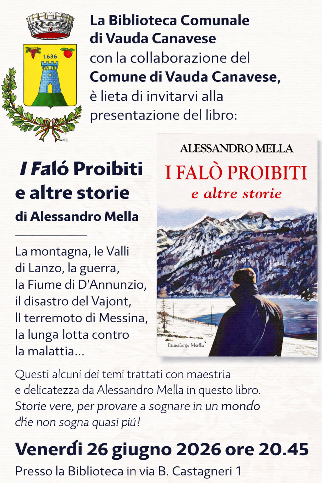 Presentazione del libro 'I Falò Proibiti e altre storie' di Alessandro Mella