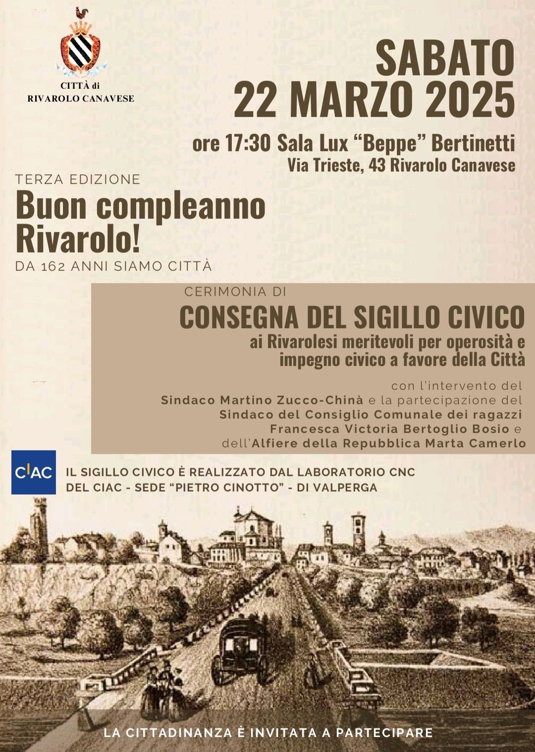 RIVAROLO CANAVESE - Consegna sigillo civico Città di Rivarolo