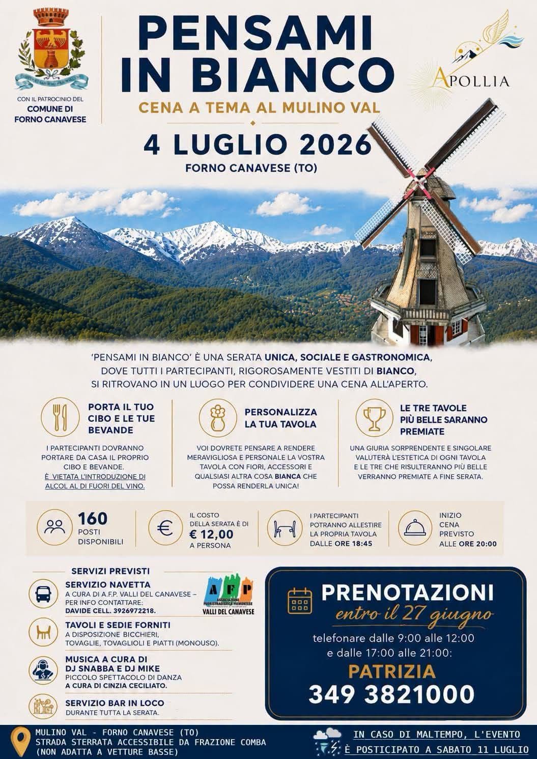 Pensami in Bianco: Cena a Tema al Mulino Val