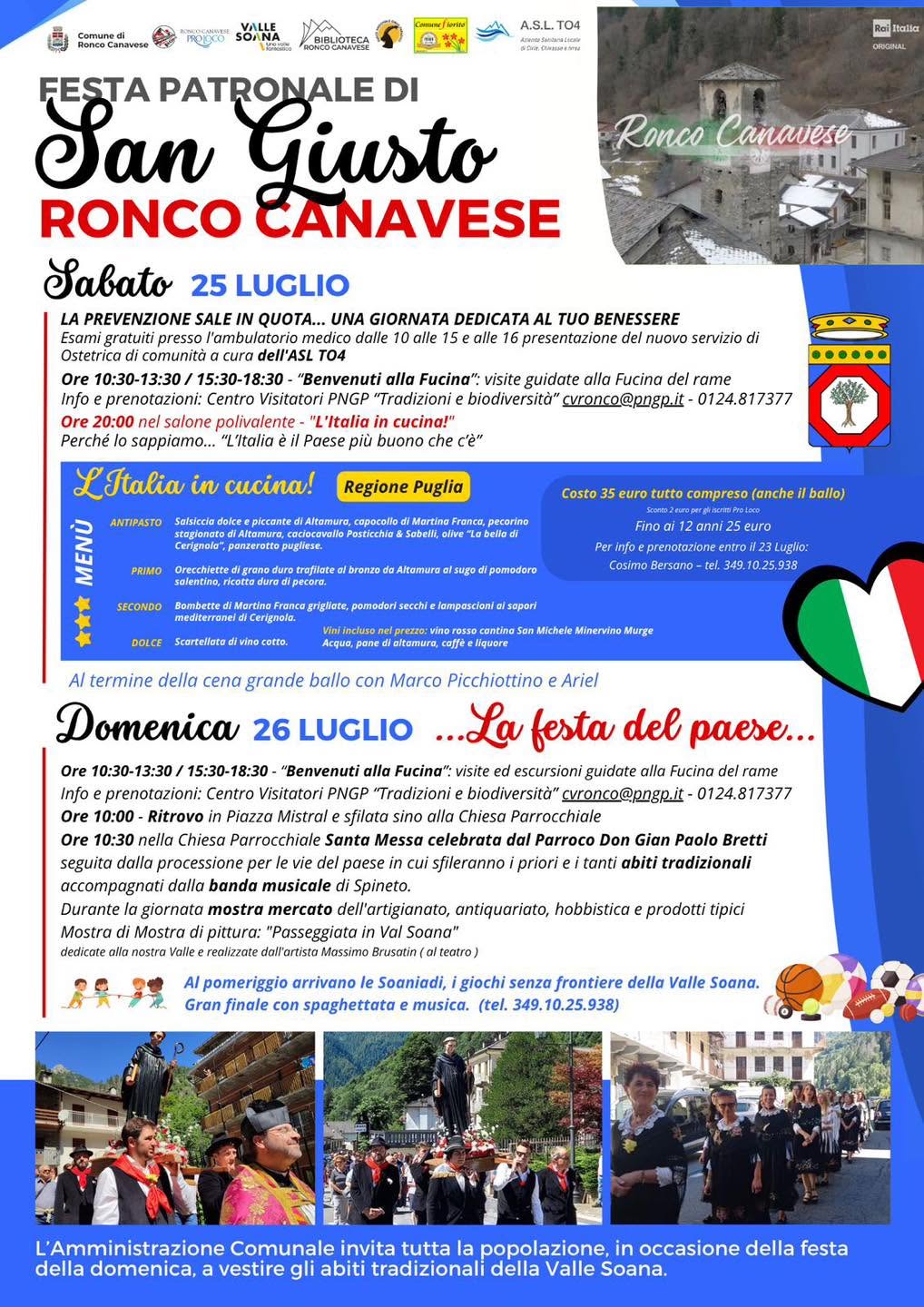 Festa Patronale di San Giusto a Ronco Canavese