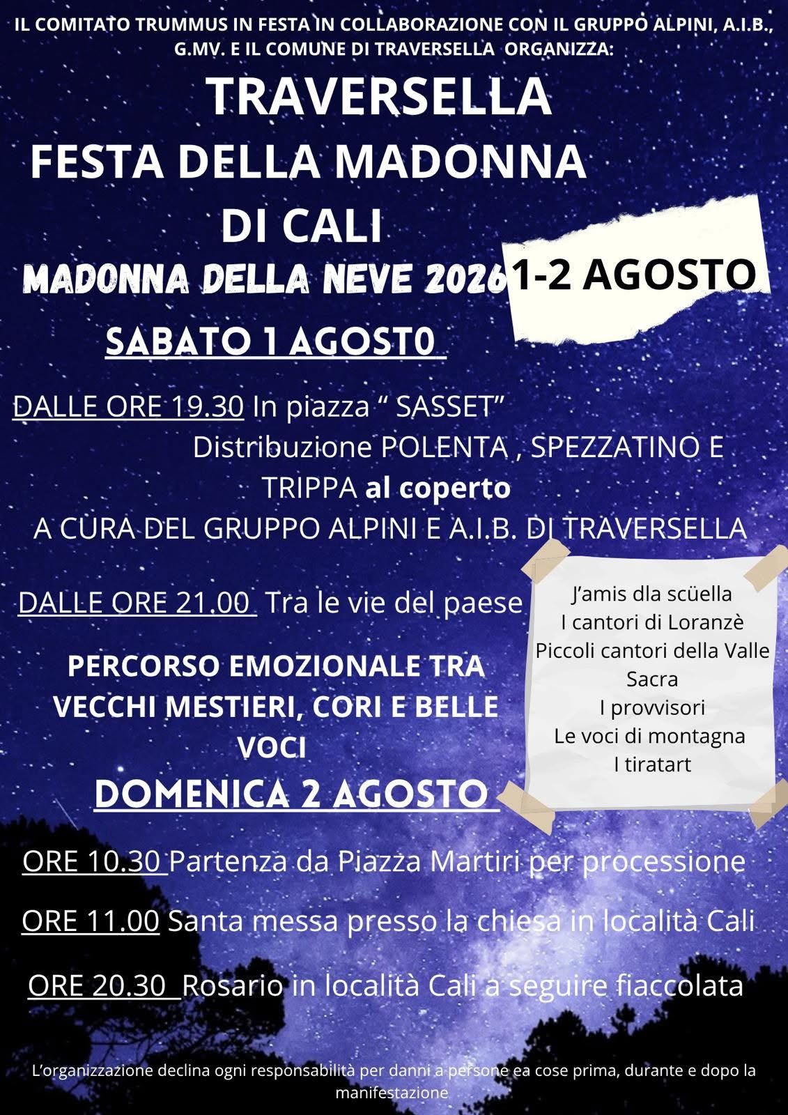 Traversella Festa della Madonna di Cali