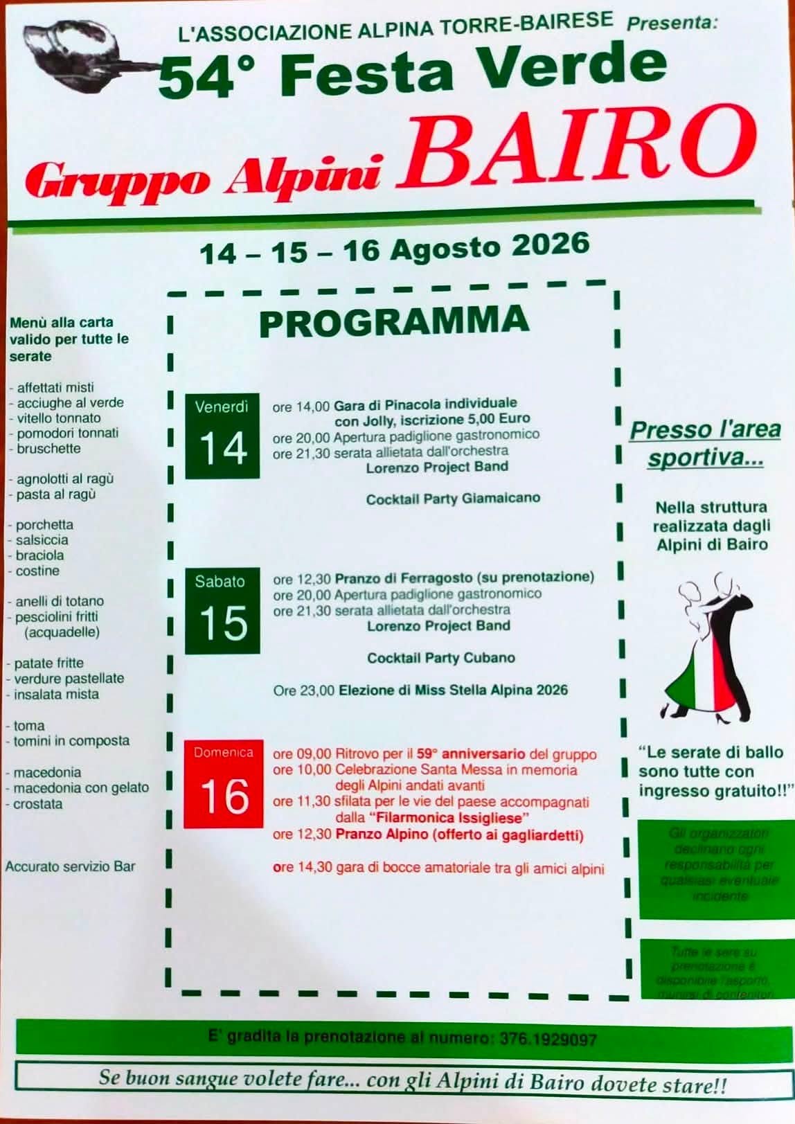 54ª Festa Verde del Gruppo Alpini Bairo