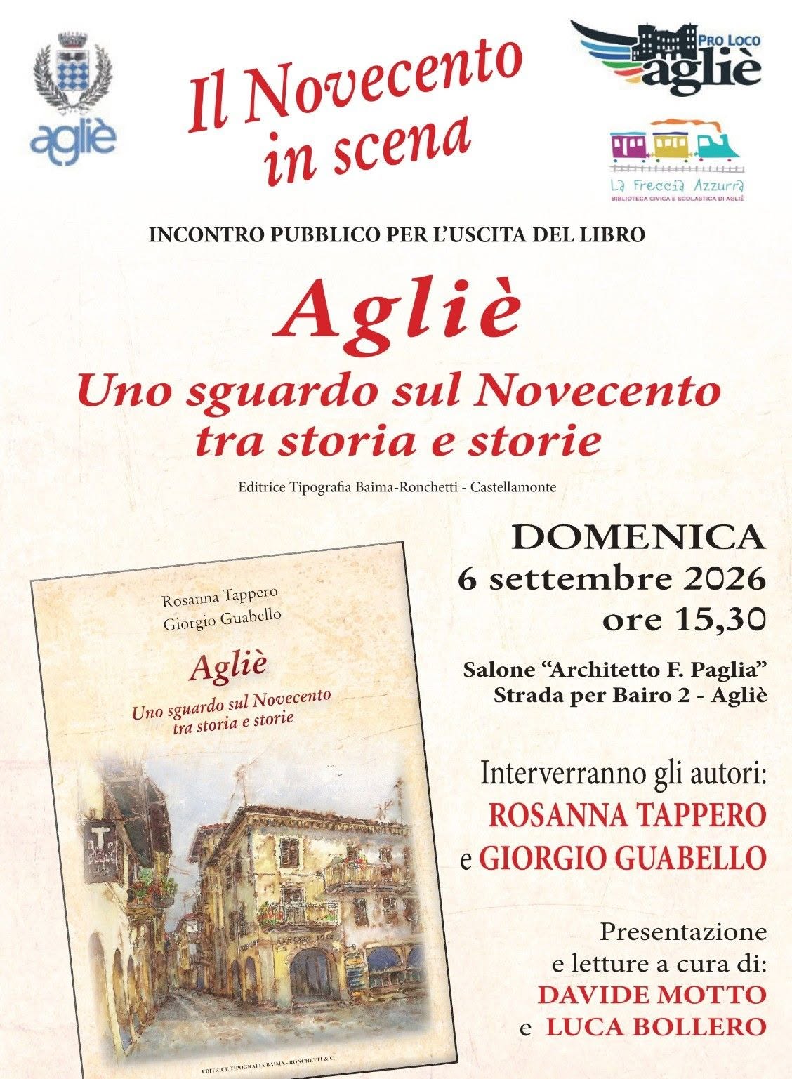 Il Novecento in scena: Presentazione del libro "Agliè - Uno sguardo sul Novecento tra storia e storie"