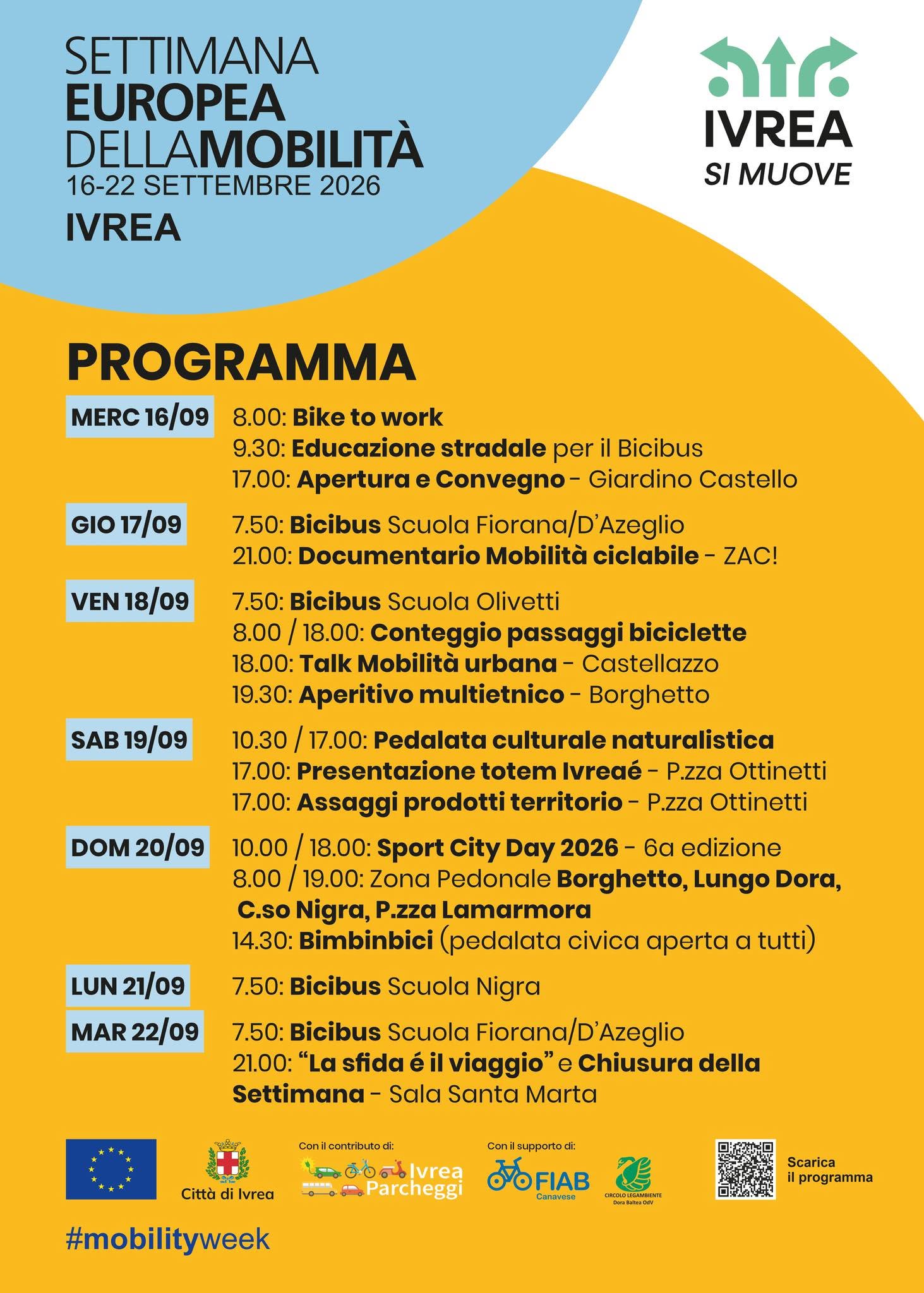 Settimana Europea della Mobilità 2026 a Ivrea