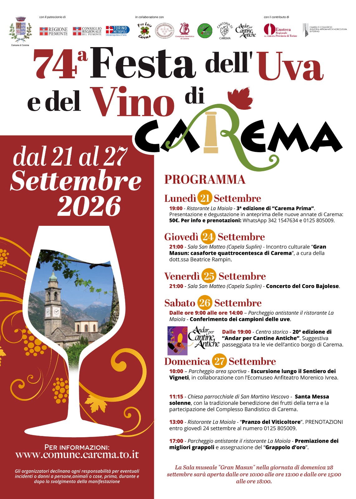74ª Festa dell'Uva e del Vino di Carema