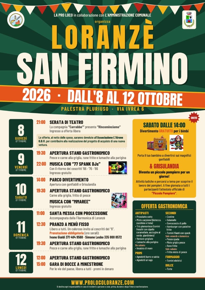 Festa di San Firmino 2026 a Loranzè
