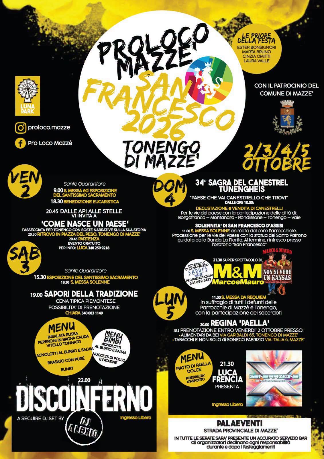 Festa di San Francesco 2026 a Tonengo di Mazzè