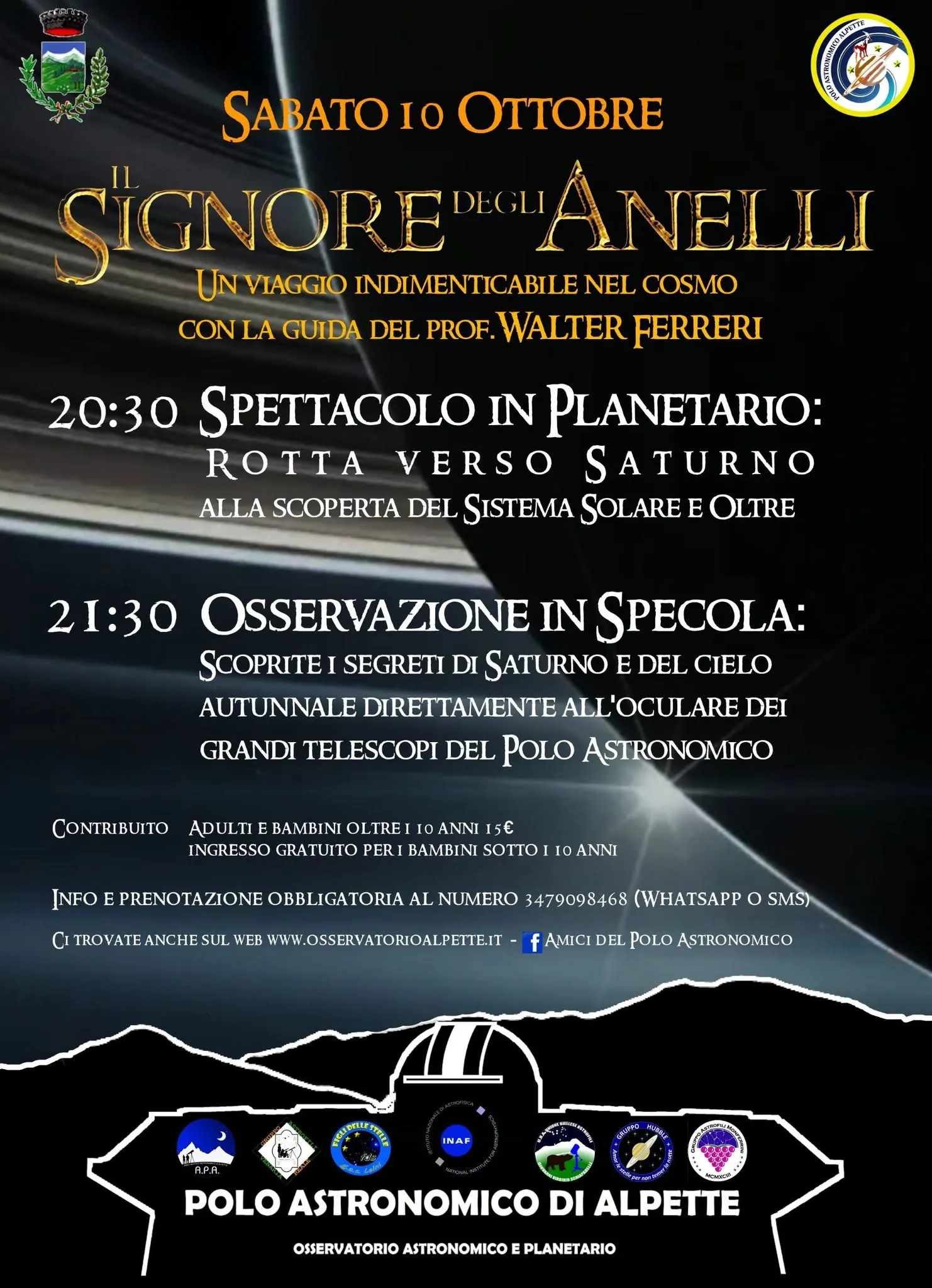 Il Signore degli Anelli: Osservazione di Saturno al Polo Astronomico di Alpette