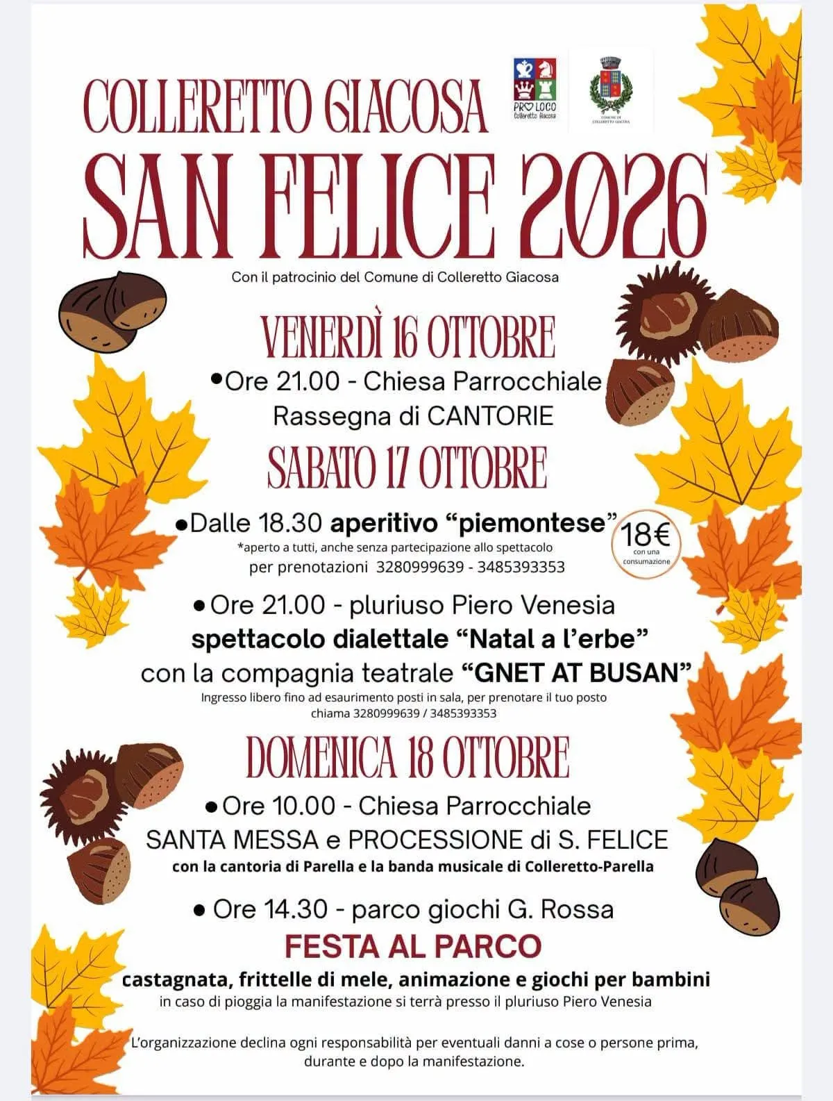 Festa di San Felice 2026 a Colleretto Giacosa