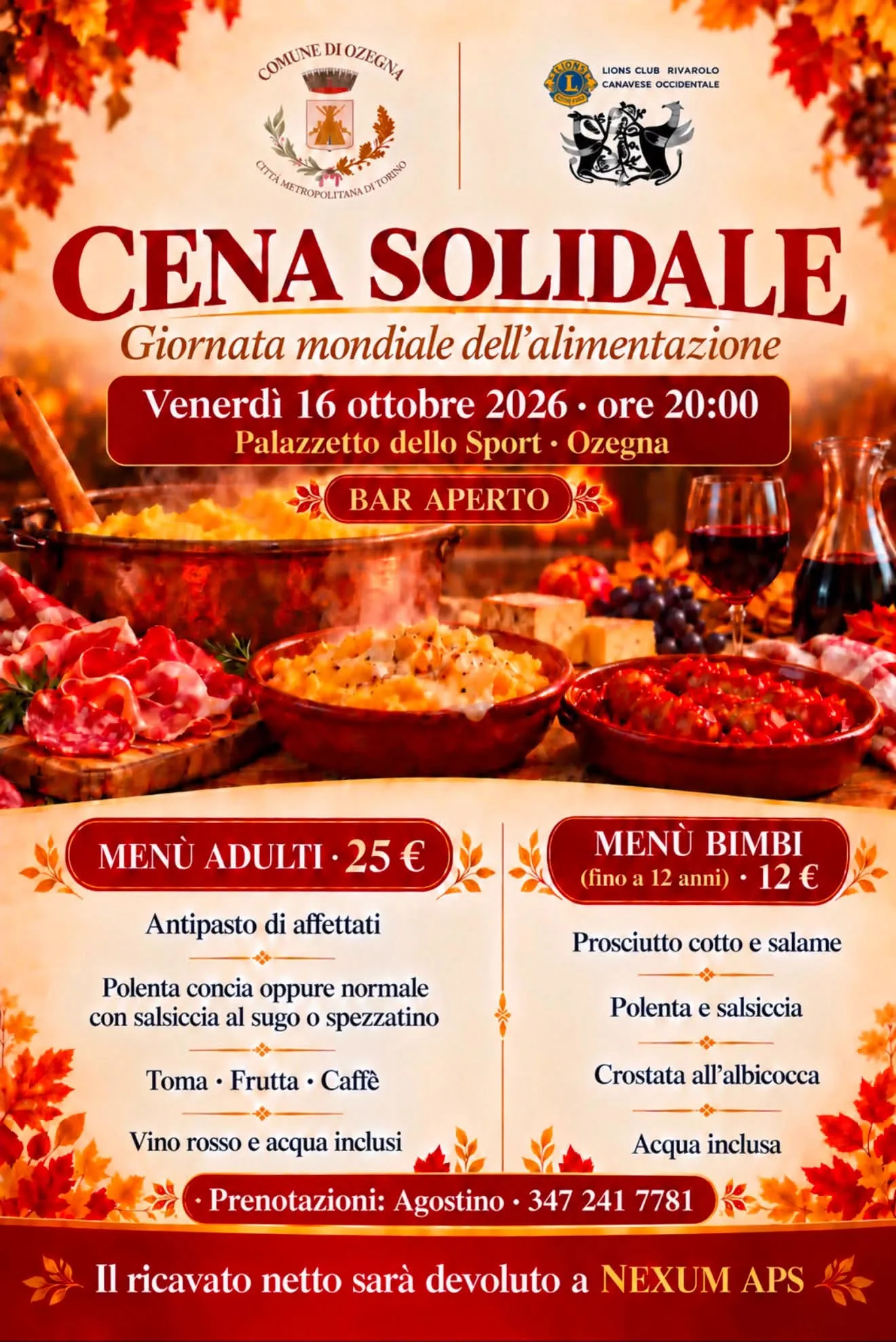 Cena Solidale al Palazzetto dello Sport