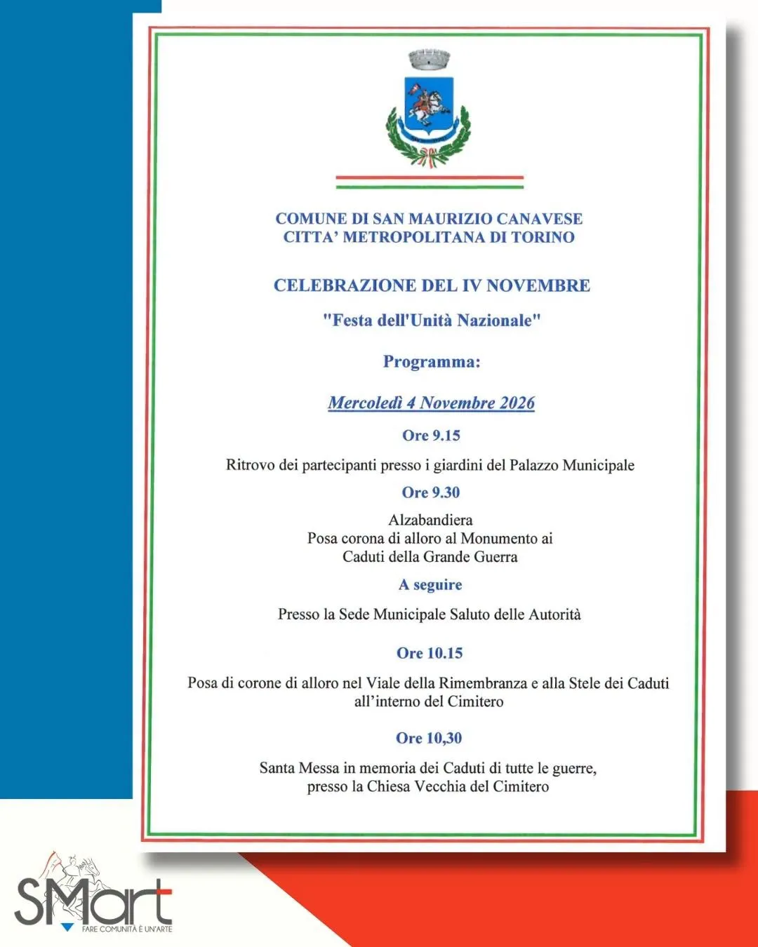 Celebrazione del 4 Novembre – Festa dell’Unità Nazionale