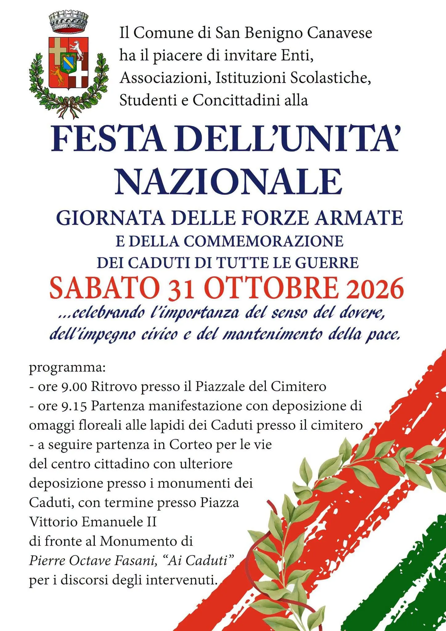 Festa dell'Unità Nazionale a San Benigno Canavese