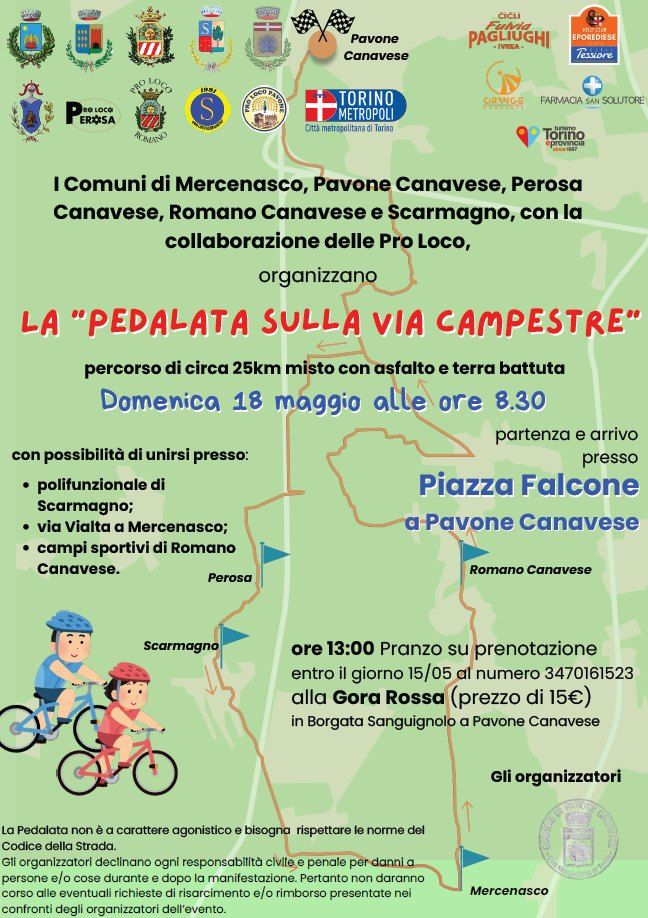 PAVONE CANAVESE - La pedalata sulla via campestre
