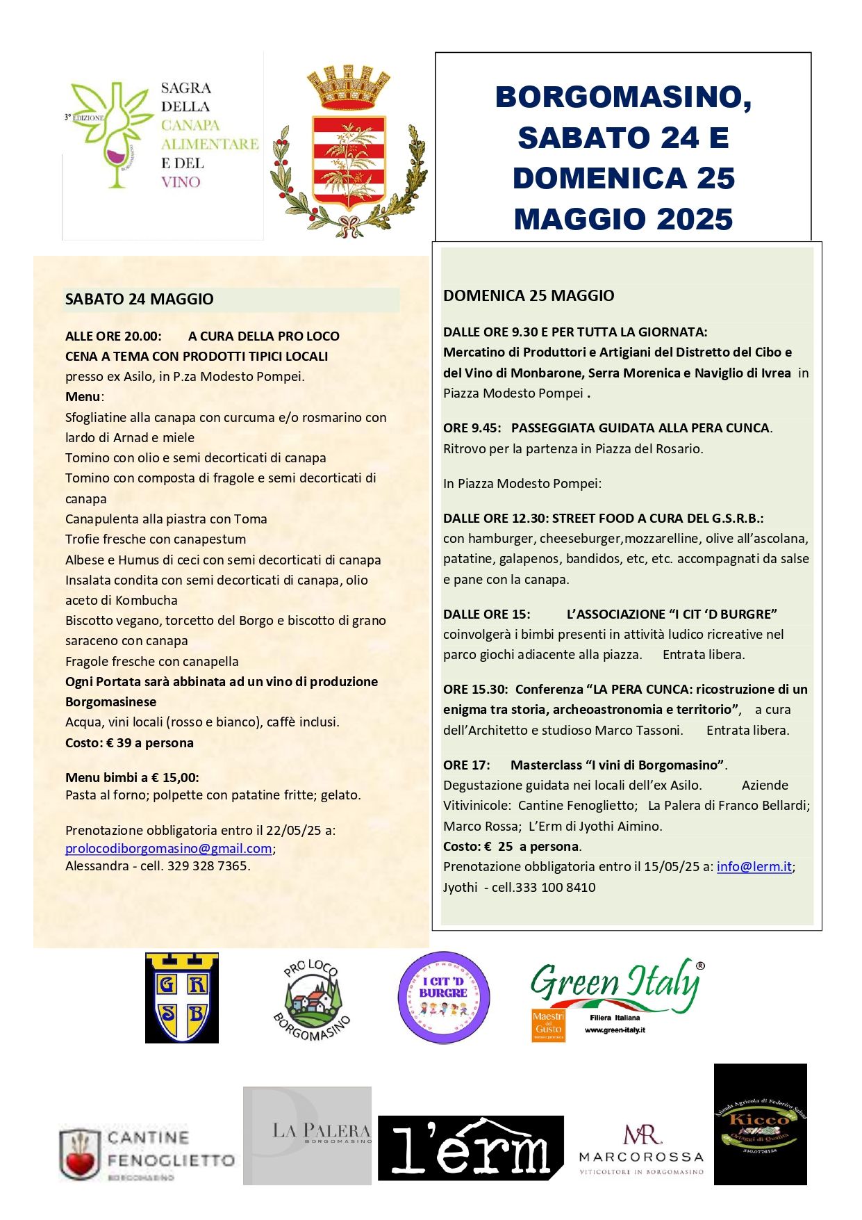 BORGOMASINO - Sagra della canapa alimentare e del vino