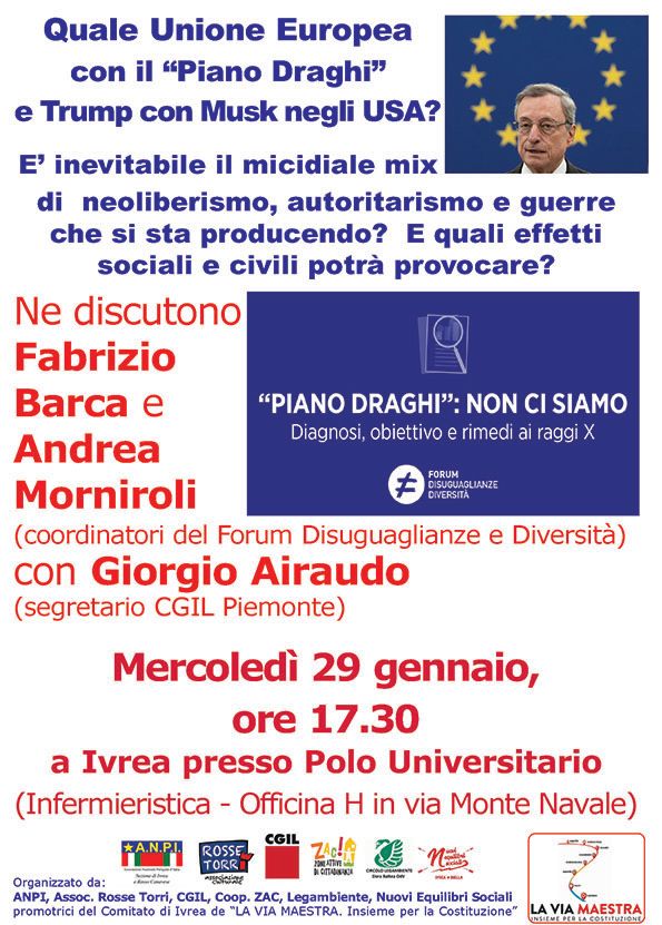 IVREA - Quale Unione Europea con il “Piano Draghi” e Trump con Musk negli USA?
