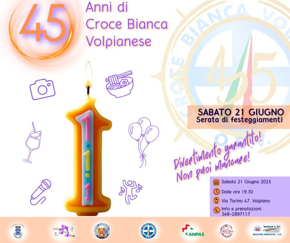 VOLPIANO - Festa per il 45° Compleanno della Croce Bianca Volpianese