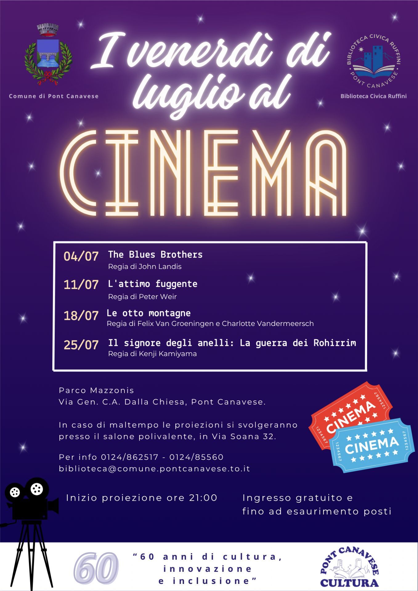 PONT CANAVESE - I venerdi di luglio al cinema